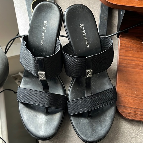 BCBGeneration Black Open-Toe Heels - Picture 1 of 6